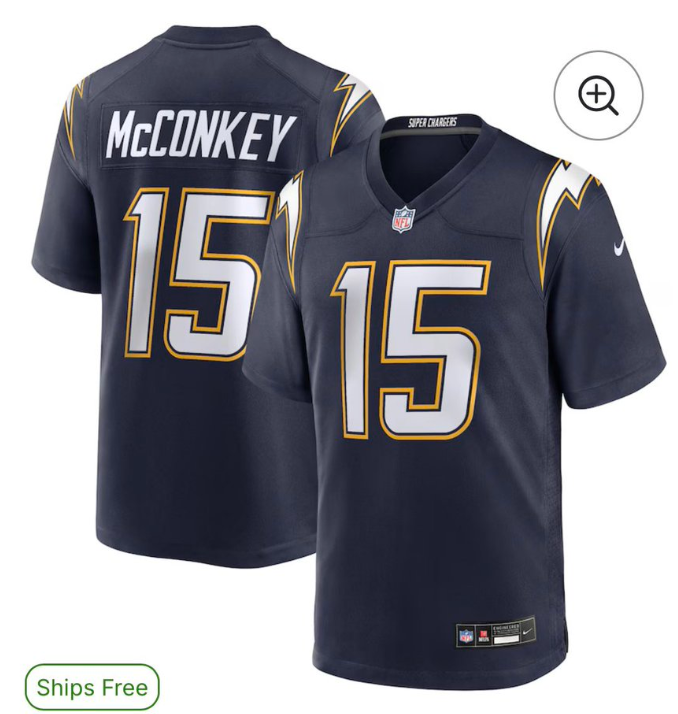 Men Los Angeles Chargers #15 McConkey blue  Inverted Legend Nike NFL 2025 Jersey